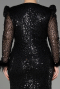 Siyah Uzun Kol Pullu Büyük Beden Nişan Elbisesi ABU3861