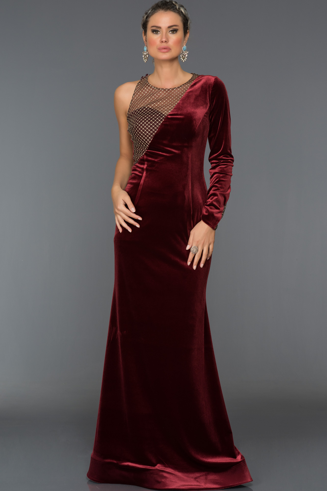 Long Black Velvet Evening Dress S4522