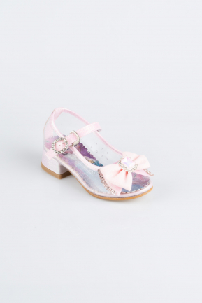 Pembe Elsalı Topuklu Kız Çocuk Abiye Ayakkabısı HR20411