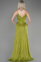 Fıstık Yeşili Askılı Uzun Simli Mezuniyet Elbisesi ABU3863