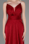 Kırmızı Askılı Uzun Simli Mezuniyet Elbisesi ABU3863