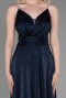 Lacivert Askılı Uzun Simli Mezuniyet Elbisesi ABU3863