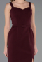 Bordo Askılı Kemerli Midi Davet Elbisesi ABK2688
