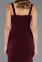 Bordo Askılı Kemerli Midi Davet Elbisesi ABK2688
